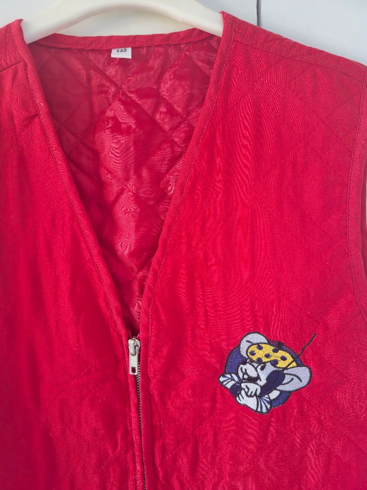 Vintage Nakışlı Kırmızı Fermuarlı Yelek - Görsel 2