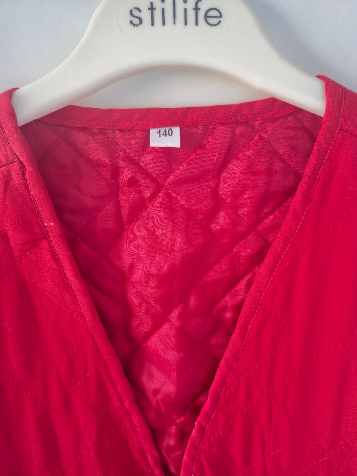 Vintage Nakışlı Kırmızı Fermuarlı Yelek - Görsel 3