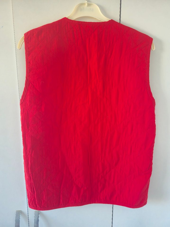 Vintage Nakışlı Kırmızı Fermuarlı Yelek - Görsel 5