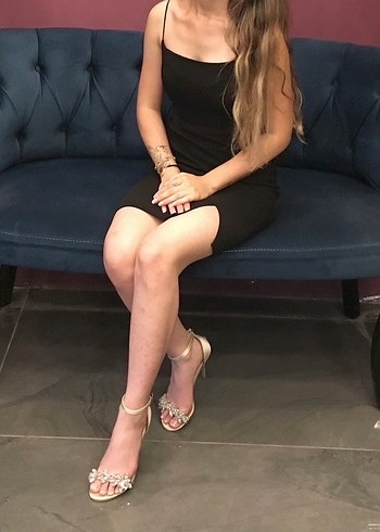 Siyah ip askı mini Elbise - Görsel 3