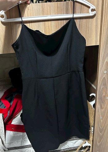 Siyah ip askı mini Elbise - Görsel 2