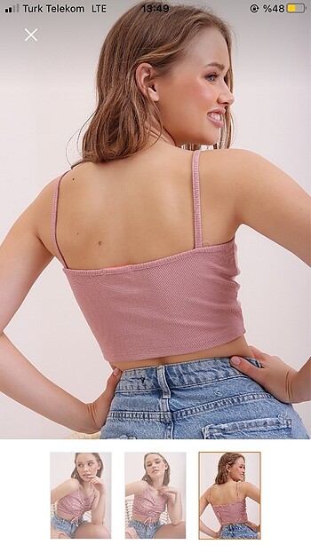 m Beden Büzgülü crop bluz