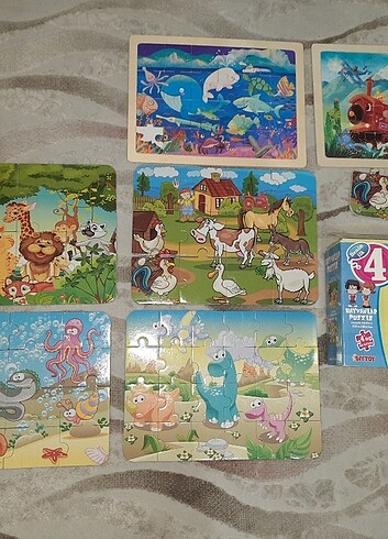 2 adet tahta 4lu karton puzzle