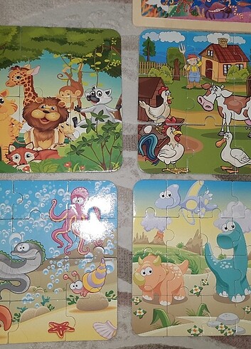 Beden Renk 2 adet tahta 4lu karton puzzle