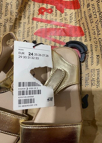 H&m Kız Çocuk Altın Renkli Cırt Cırtlı Terlik - Görsel 4