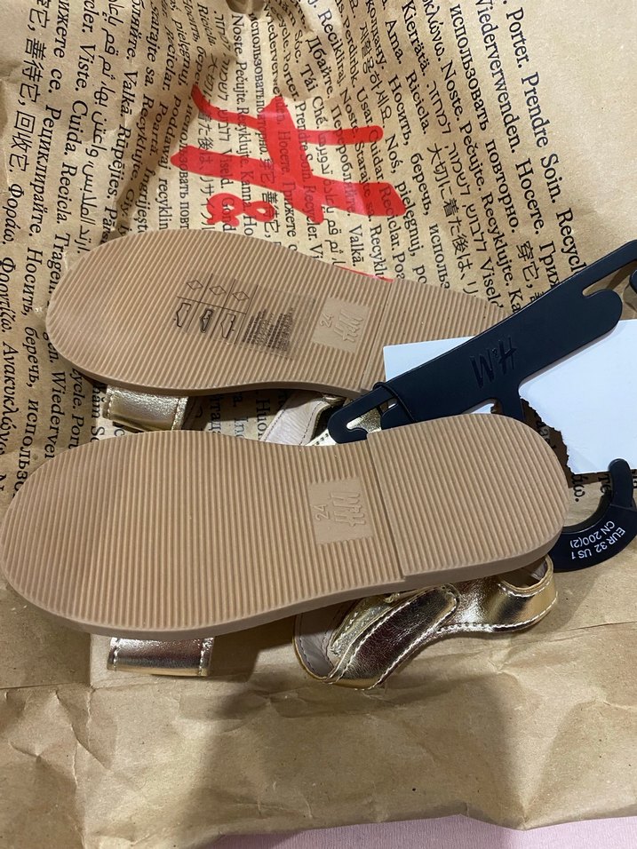 H&m Kız Çocuk Altın Renkli Cırt Cırtlı Terlik - Görsel 3