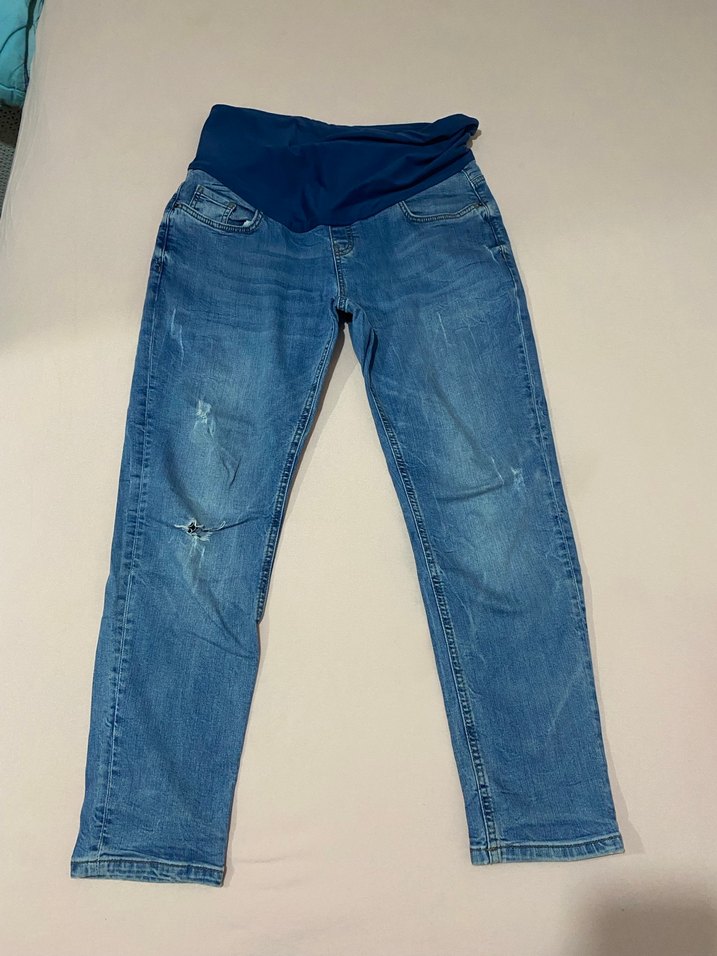 Gri ve Mavi Hamile Kot Pantolonlar - Görsel 3