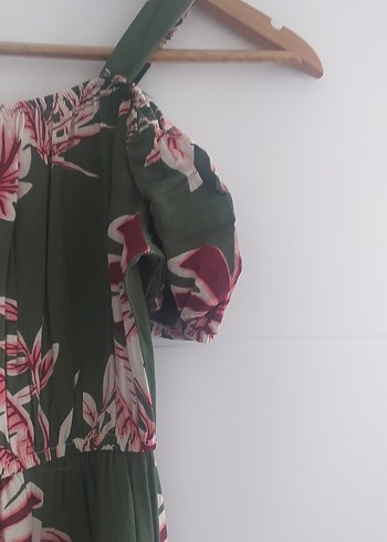 40 Beden Yeşil Bohem Midi Elbise