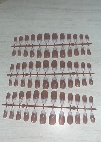 Bej Pastel Fransız takma Tırnak soft gel tips 12li - Görsel 2