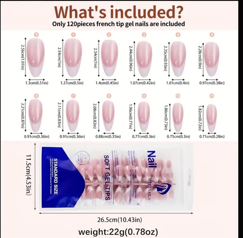 Bej Pastel Fransız takma Tırnak soft gel tips 12li - Görsel 4