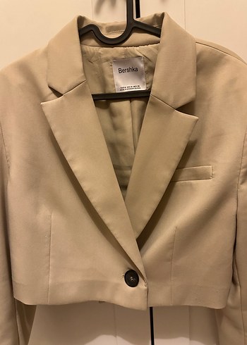 m Beden Bej Crop Blazer Ceket