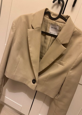 m Beden camel Renk Bej Crop Blazer Ceket