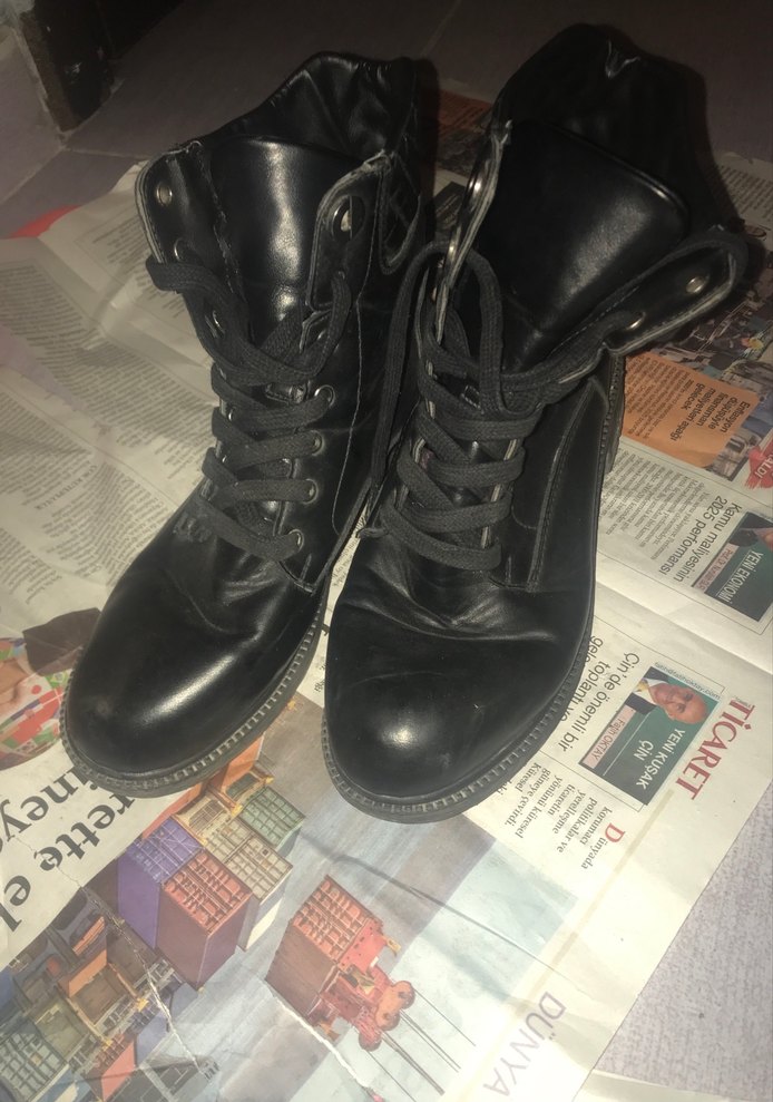 Siyah Deri Tokalı Blok Topuklu Punk Bot - Görsel 2