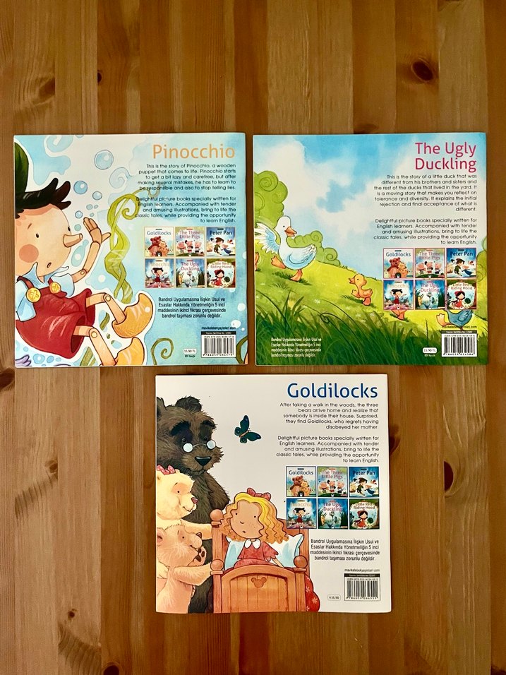 Pinocchio, Goldilocks ve The Ugly Duckling 3 adet kitap - Görsel 2
