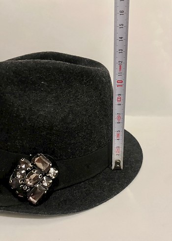 Mudo taş süslü yün fötr şapka - Görsel 10
