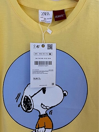 7 Yaş Beden ZARA SNOOPY DESENLİ ERKEK ÇOCUK TİŞÖRT