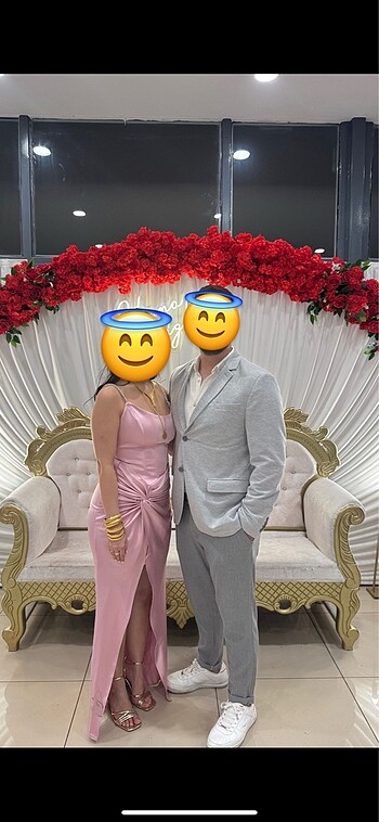 Pembe saten abiye