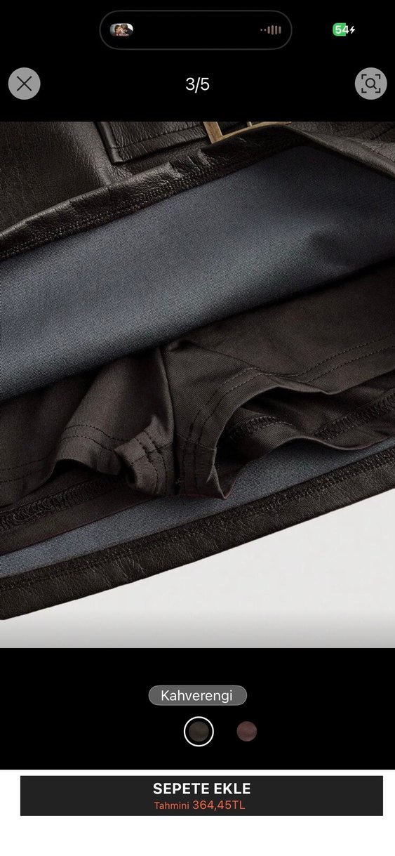 Kahverengi Deri Kemerli Mini Etek - Görsel 2