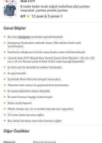 ısı yalıtımlı beslenme çantası