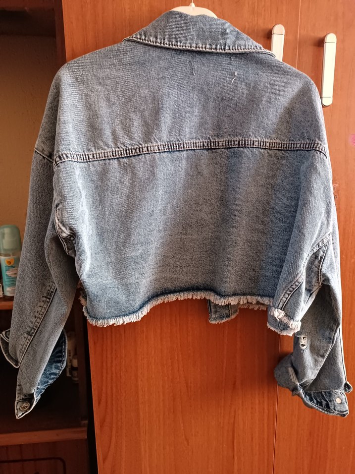 Gri Kadın Kısa Kesim Denim Ceket - Görsel 2