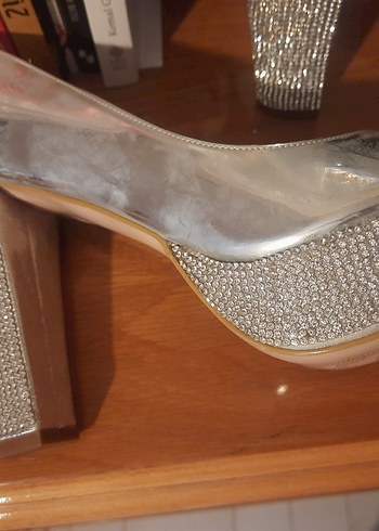 39 Beden gri Renk Gri Metalik Stiletto Topuklu Ayakkabı