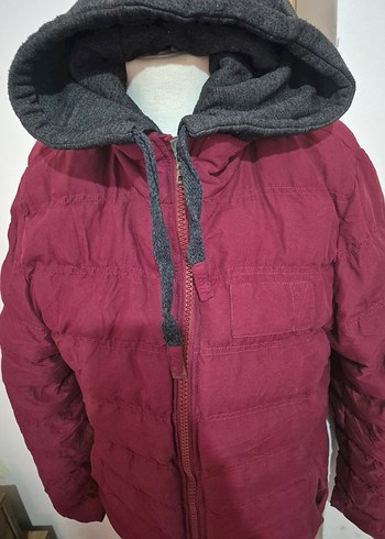 Pull and Bear Bordo Fermuarlı Kadın Kışlık Mont