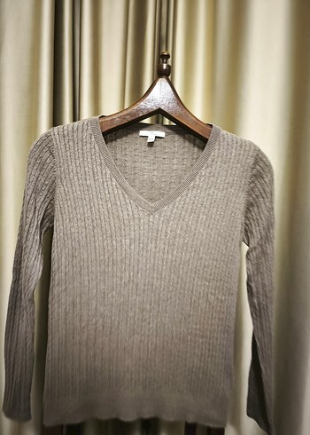 mavi jeans Bej V Yaka Örgü Kadın Kazak - Görsel 2