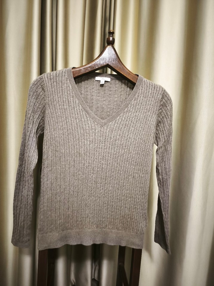 mavi jeans Bej V Yaka Örgü Kadın Kazak - Görsel 3