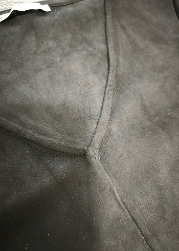 Siyah Süet V Yaka Kısa Kollu Midi Elbise - Görsel 10