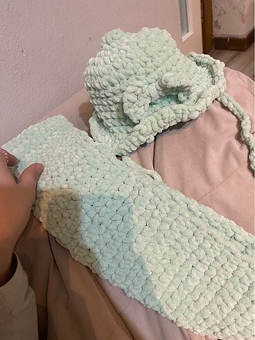 6-12 Ay, 18 cm Beden Bebek şapka ve atkı