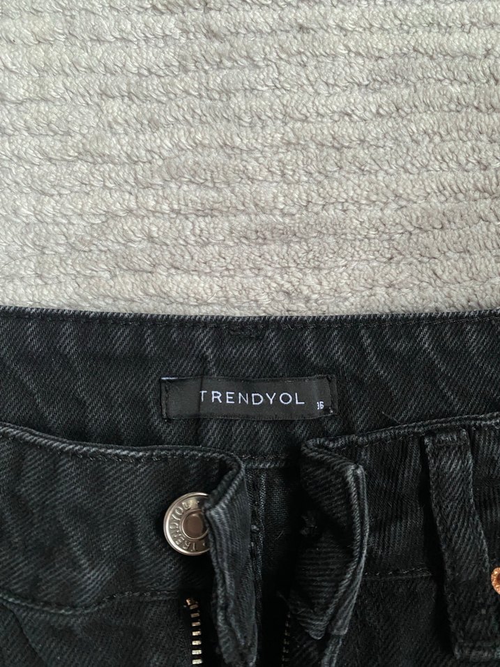 Siyah Midi Boy Kadın Denim Pantolon - Görsel 2