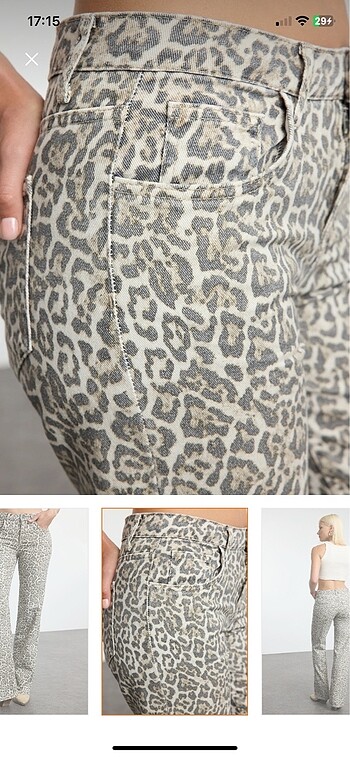 s Beden camel Renk Leopar desen pantolon