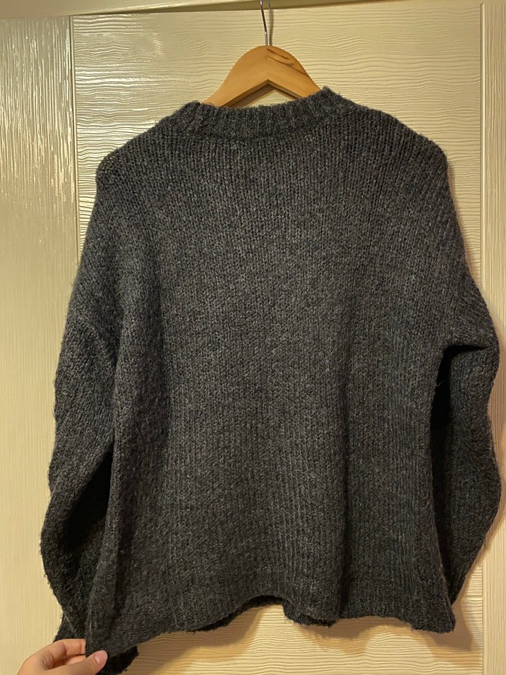 Gri Örgü Yün Kadın Kazak - Görsel 2