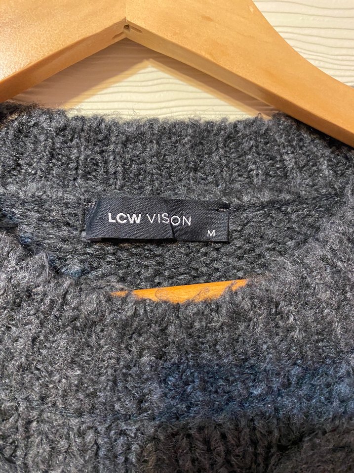 Gri Örgü Yün Kadın Kazak - Görsel 3