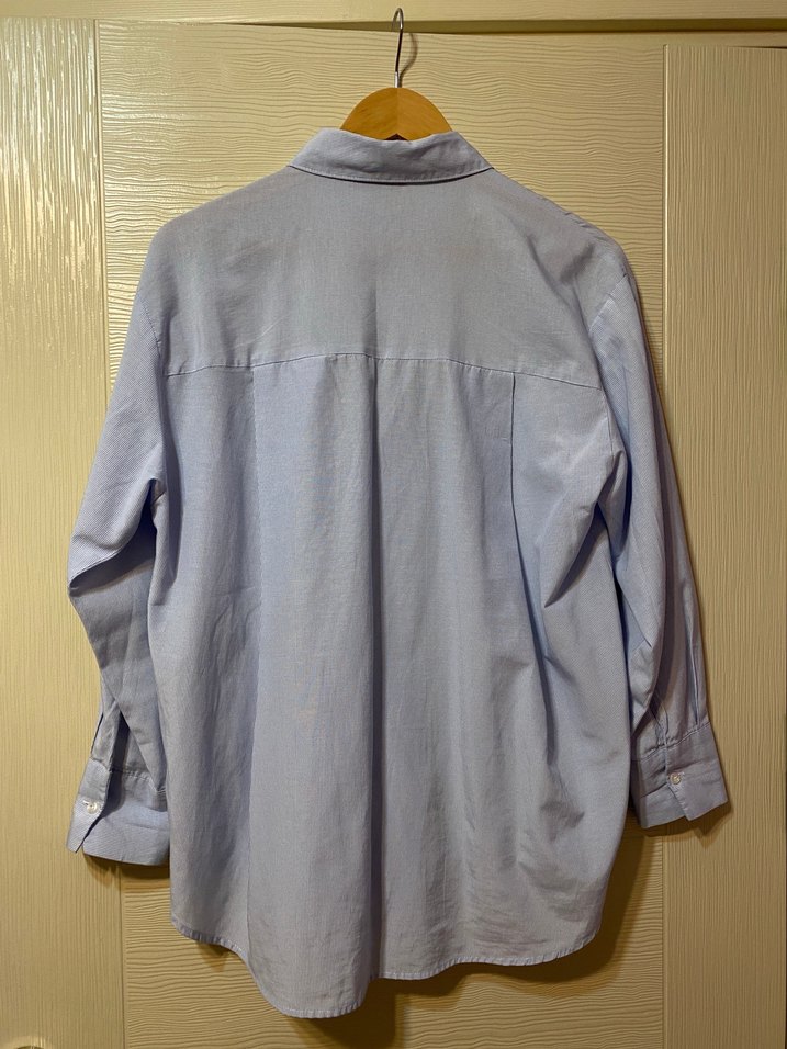 Mavi Pamuklu Rahat Kesim Kadın Gömlek - Görsel 3