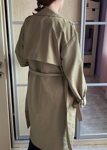 Bej Kuşaklı Midi Kadın Trençkot - Görsel 7