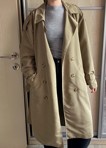 Bej Kuşaklı Midi Kadın Trençkot - Görsel 6