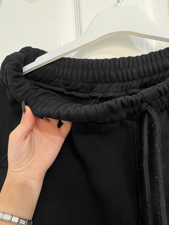 Siyah Kadın 2 iplik Şardonlu eşofman - Görsel 3