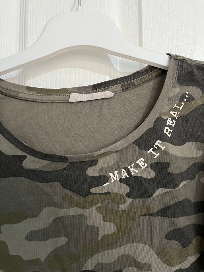Kamuflaj Desenli Kadın Mini Tişört - Görsel 3