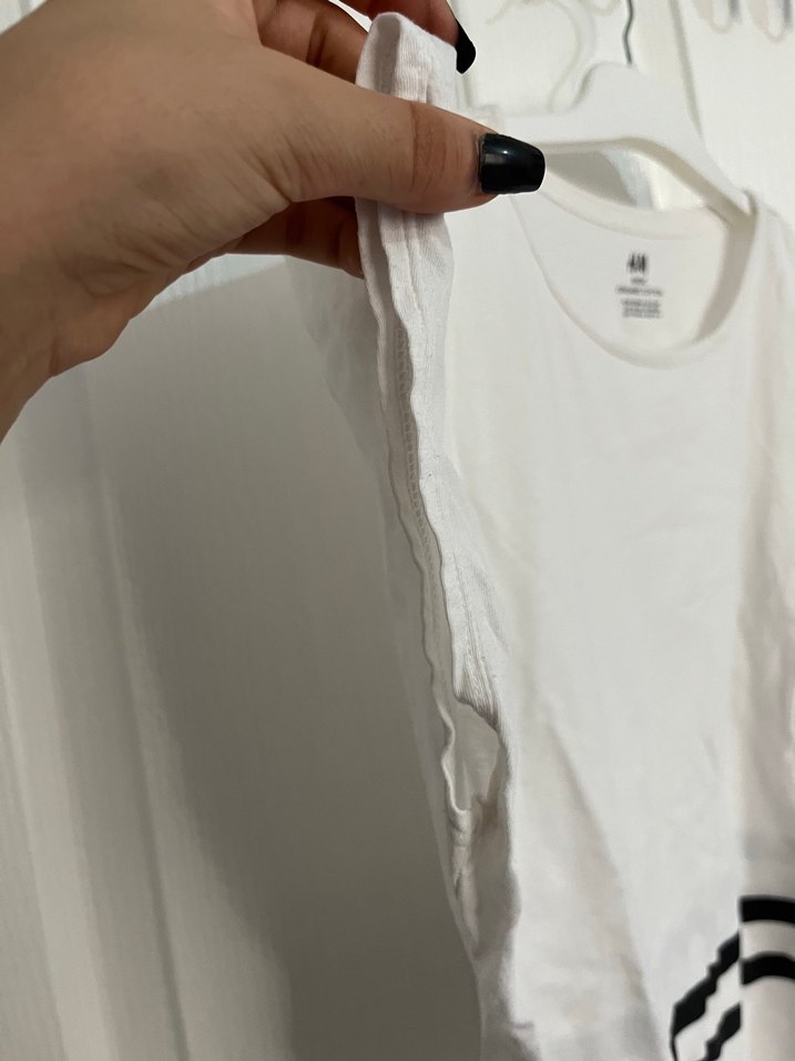 Kadın Beyaz Pamuklu Oversize Tişört - Görsel 2