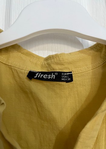 Sarı Kolsuz Keten Gömlek - Görsel 2