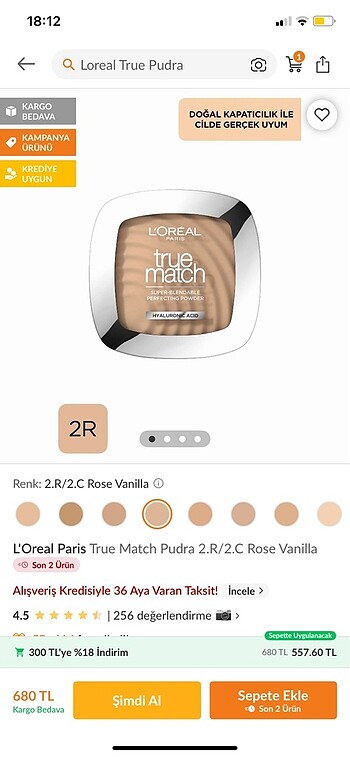 Loreal true match pudra