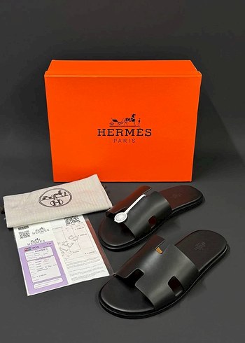 Hermes Siyah Tokalı Kauçuk Terlik