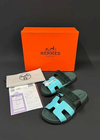 Hermes Turkuaz Tokalı Kadın Terlik
