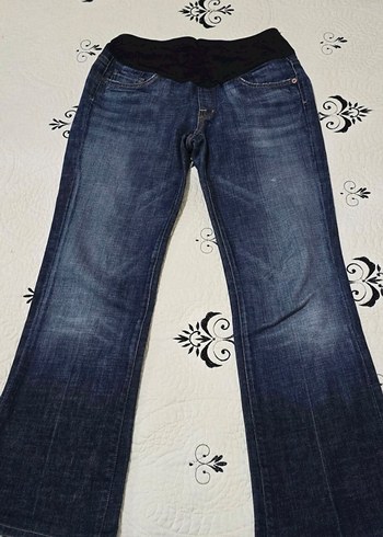 Lacivert Bel Detaylı Hamile Kot Pantolon - Görsel 3