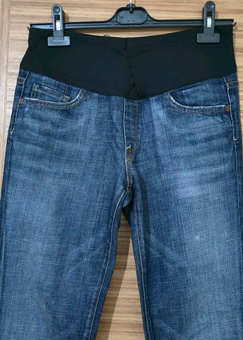 Lacivert Bel Detaylı Hamile Kot Pantolon - Görsel 7