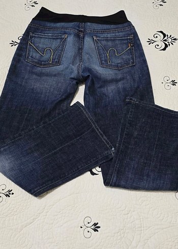 Lacivert Bel Detaylı Hamile Kot Pantolon - Görsel 4