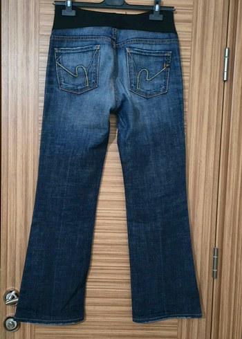 Lacivert Bel Detaylı Hamile Kot Pantolon - Görsel 8