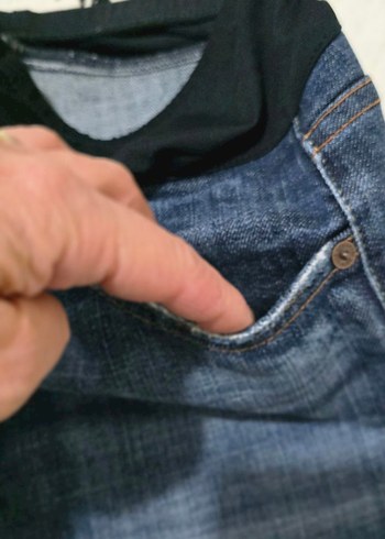 Lacivert Bel Detaylı Hamile Kot Pantolon - Görsel 5