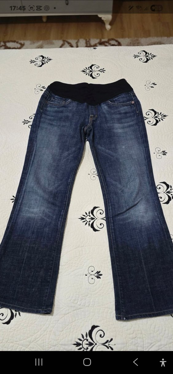 Lacivert Bel Detaylı Hamile Kot Pantolon - Görsel 3